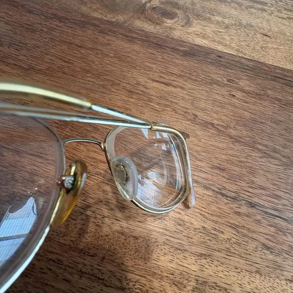 Vintage Elizabeth Arden 302 Gold Oversize Square Full Rim Eyeglasses Italy Women